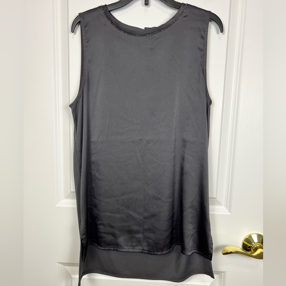 Ann Taylor Luxe Gray Satin Tank Top